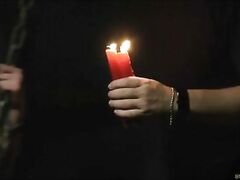 Short hair teen gets candle wax on her tits and endures bdsm